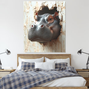 Gran entrada de Hippo - arte en pared con efecto 3