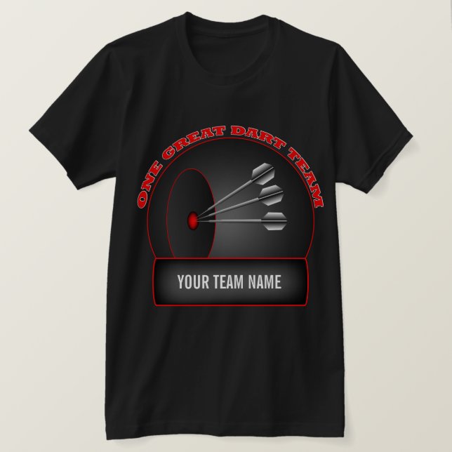 Gran equipo de la Liga Dart Mens camiseta negra (Anverso del diseño)