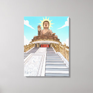 Gran estatua de Buda impresión en lienzo