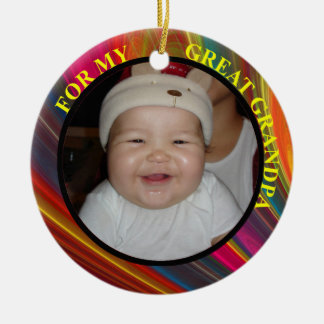 Gran etiqueta de regalo de fotografía y ornamento 