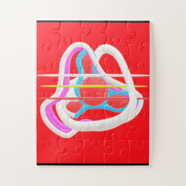 Gran forma puzzle geométrico color principal rojo (Vertical)
