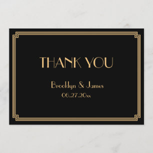 Gran Gatsby Art Deco Negro Boda Gracias Tarjeta