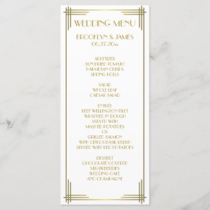 Gran Gatsby Gold Art Deco Boda Tarjeta de menú