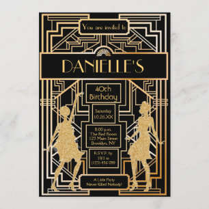 Gran Gatsby inspirado Art Deco Invitación de cumpl