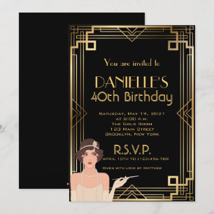 Gran Gatsby inspirado Art Deco Invitación de cumpl
