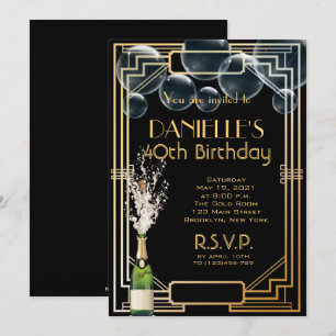 Gran Gatsby inspirado Art Deco Invitación de cumpl