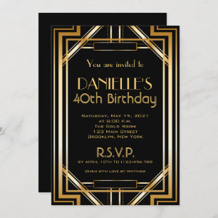Gran Gatsby inspirado Art Deco Invitación de cumpl