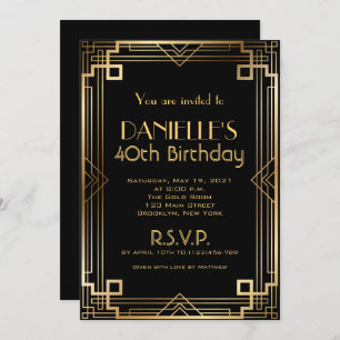 Gran Gatsby inspirado Art Deco Invitación de cumpl