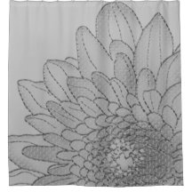 Gran girasol gris gráfico | Cortina de ducha