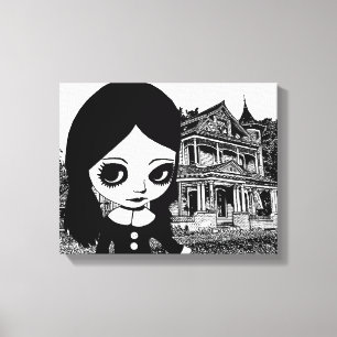 Gran Gótico chica Hunted House Arte original