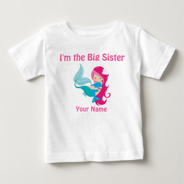 Gran Hermana Camisa Personalizada Sirena Rosa (Anverso)