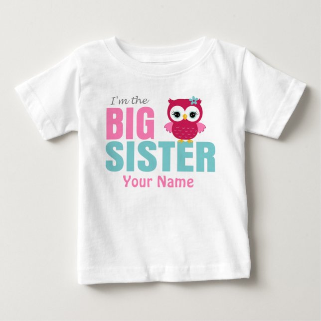 Gran Hermana Lechuza Rosa Personalizada Camiseta (Anverso)
