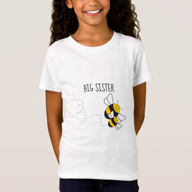 Gran hermana para ser camiseta de abeja para chica (Anverso)