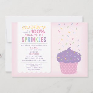 Gran Hermana Rosa Cupcake Baby Sprinkle Invitación