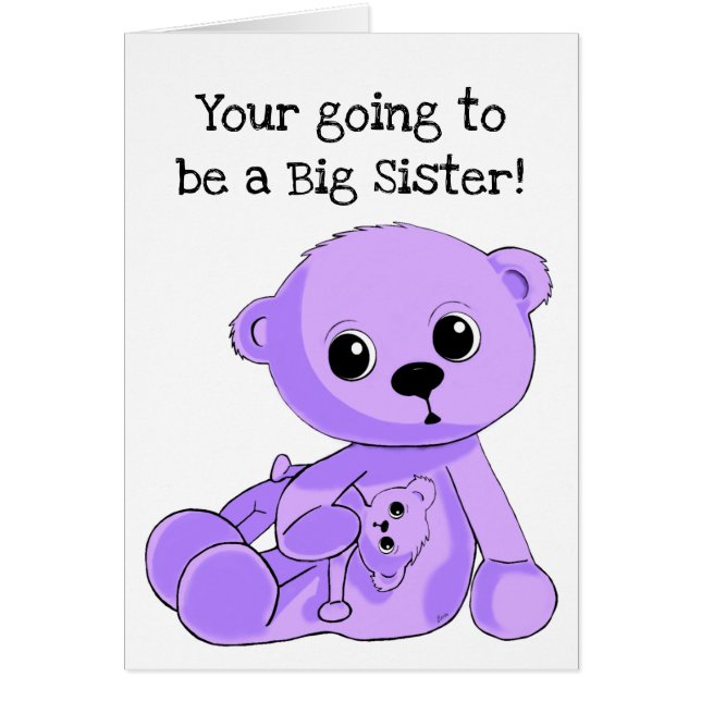 Gran Hermana Teddy Bear Tarjeta de Saludo Personal (Frente)