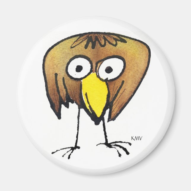 Gran imán Birdie, redonda (Frente)