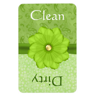 Gran imán de lavavajillas de flores verdes