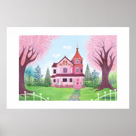 Gran impresión de Casa Victoriana Rosa y Flor de C