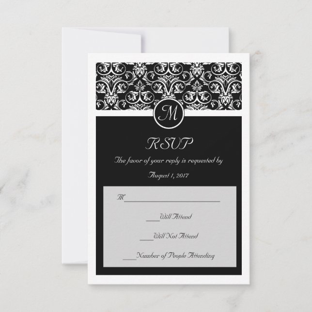 Gran Insignia Negra Boda Coincidencia RSVP Pequeña (Anverso)