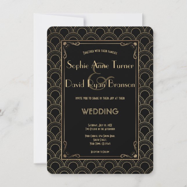 Gran invitación a la boda Art Deco del Gran Gatsby (Anverso)