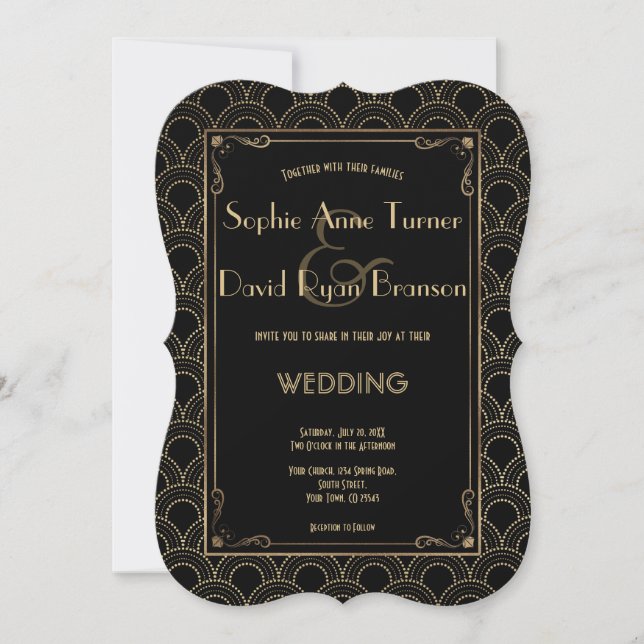 Gran invitación a la boda Art Deco del Gran Gatsby (Anverso)