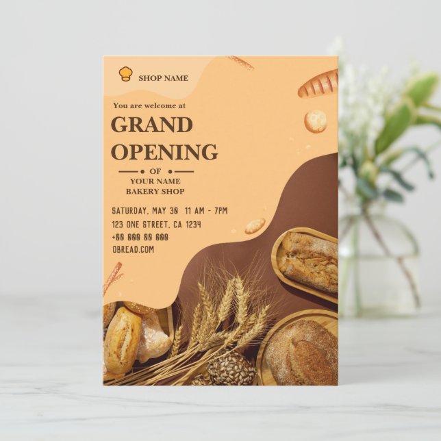 gran invitación a la inauguración de panadería ⭐ ⭐ (Anverso de pie)