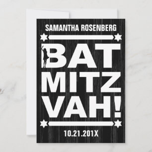 Gran invitación a Mitzvah de bate en negro