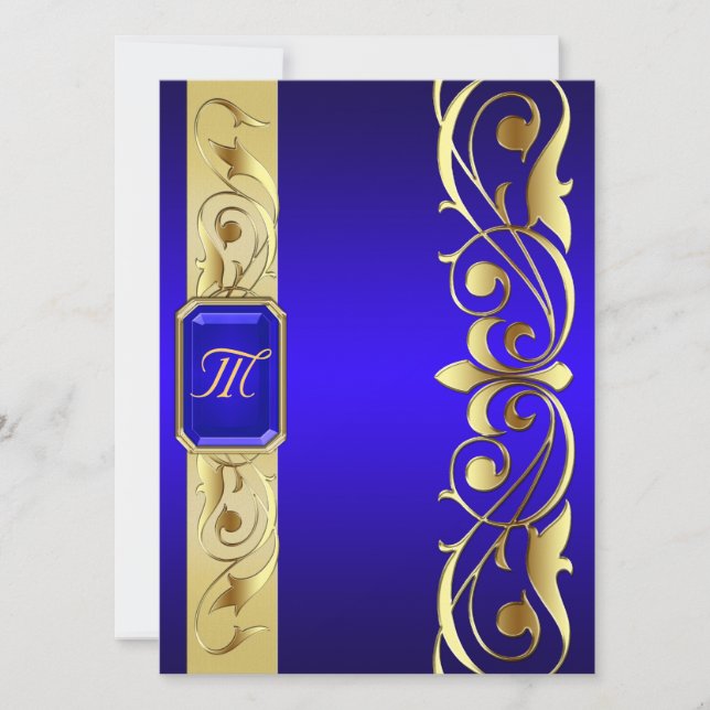 Gran Invitación Blue Jewel Gold Y Blue (Anverso)