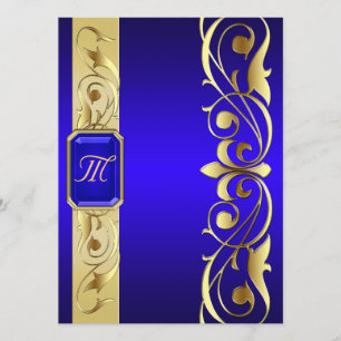 Gran Invitación Blue Jewel Gold Y Blue