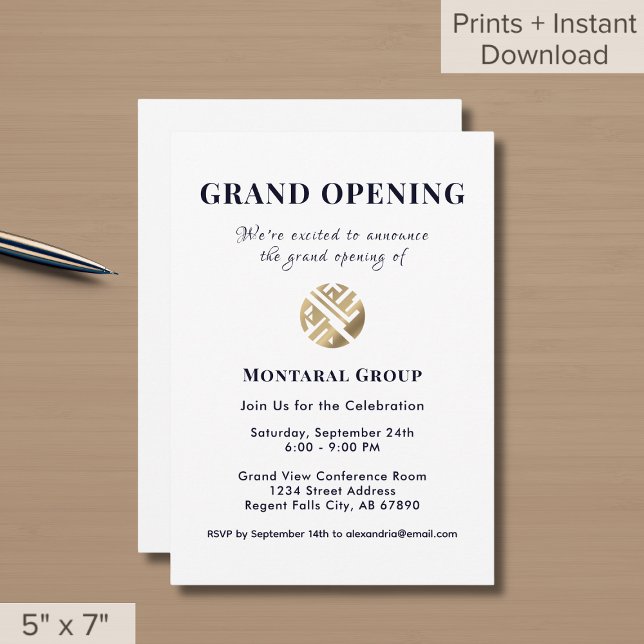 Gran invitación de apertura con un logotipo comerc (Subido por el creador)
