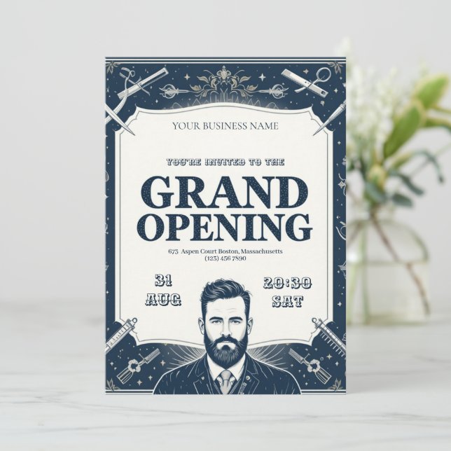 Gran invitación de apertura de Barber Shop (Anverso de pie)