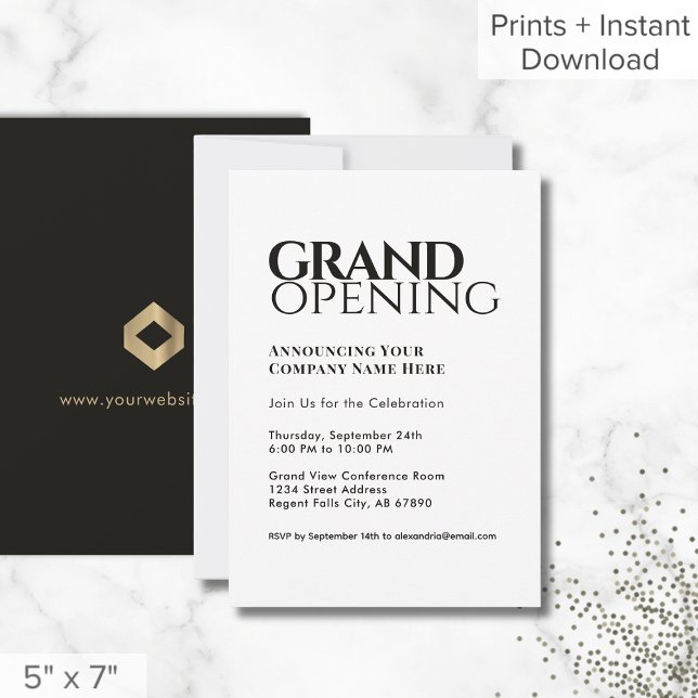 Gran invitación de apertura moderna en blanco negr (Subido por el creador)