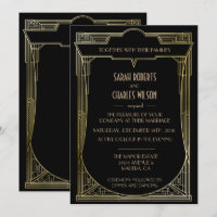 Gran Invitación de Boda Gatsby Art Deco
