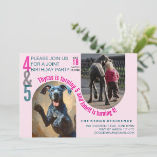 Gran Invitación de Cumpleaños Compartido para Dogo