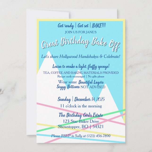 Gran Invitación de Cumpleaños para Bake Off | Bord (Anverso)