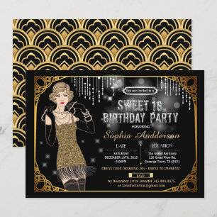 Gran invitación de fiesta de cumpleaños Gatsby dul
