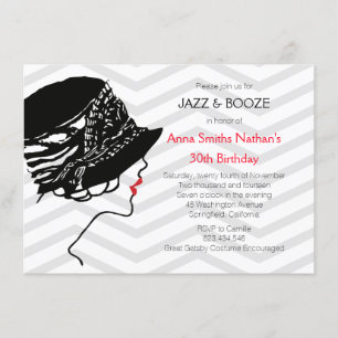 Gran invitación del cumpleaños de Gatsby del jazz