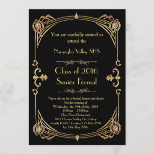 Gran invitación Gatsby Prom, estilo art deco