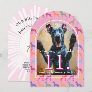 Gran Invitación Negra Dorada Fiesta de Perro