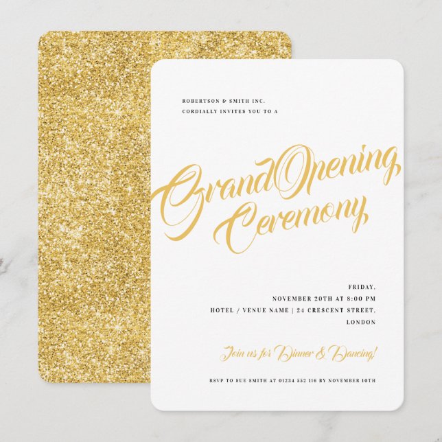 Gran invitación para empresas Purpurina de oro sim (Anverso / Reverso)