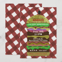 Gran Invitación Roja de Barbacoa de Verano de Hamb