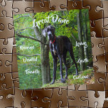 Gran juego de rompecabezas de perro de danés<br><div class="desc">Rompecabezas con el perro Gran Danés con algunos rasgos. Son cariñosos,  dedicados,  amigables,  confiados,  gentiles y reservados. ¡Qué rasgos tan maravillosos para un perro! ¡Un imperativo para los amantes del perro Gran Dane!</div>