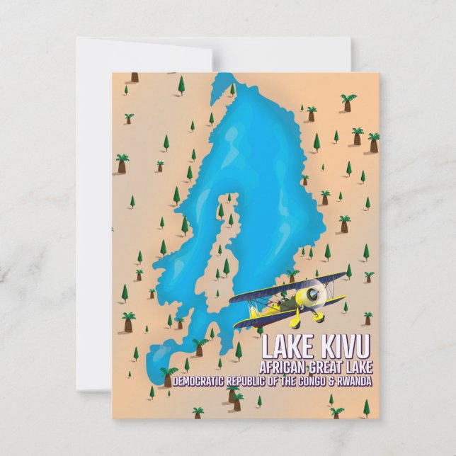 Gran lago africano Lago Kivu mapa de viaje. (Anverso)