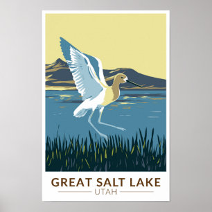 Gran Lago Salado Avoceta Americana Arte de Viaje V