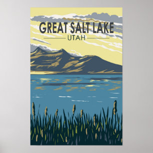 Gran Lago Salado Utah Viajes Arte Vintage