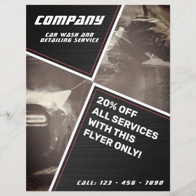 Gran lavado geométrico moderno de coches y folleto (Frente)