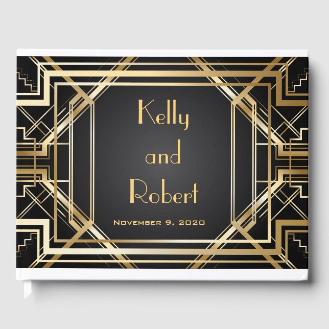 Gran libro de invitados de Boda Art Deco inspirado (Anverso)