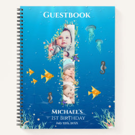 Gran libro de invitados de cumpleaños bajo el mar