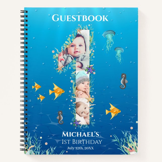 Gran libro de invitados de cumpleaños bajo el mar  (Anverso)