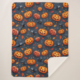 Gran manta Sherpa con temática de Halloween